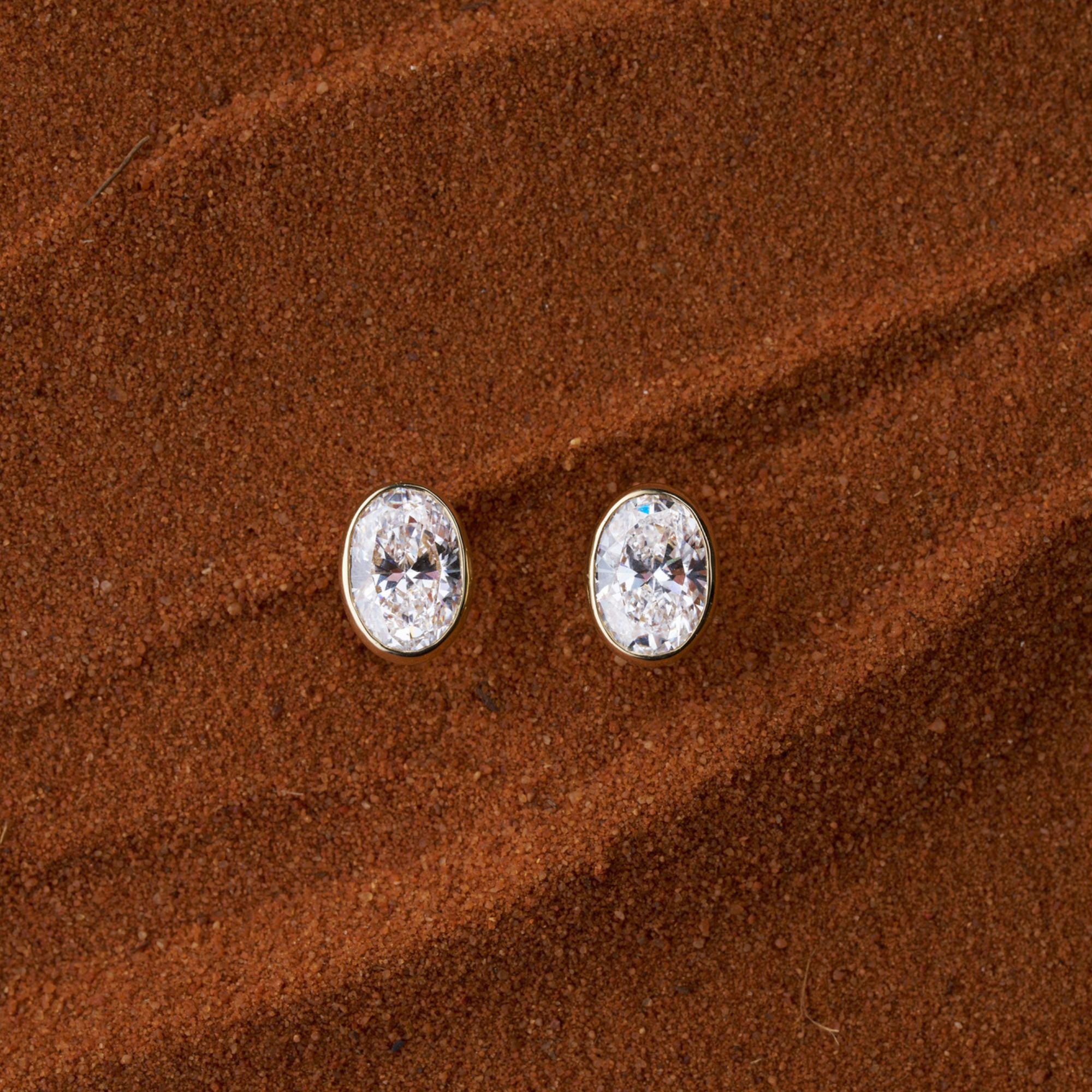 Clara Oval Bezel Stud Earrings
