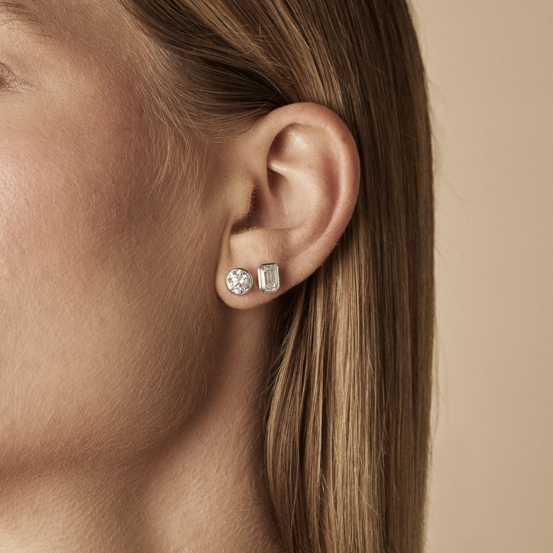 Clara Emerald Bezel Stud Earrings