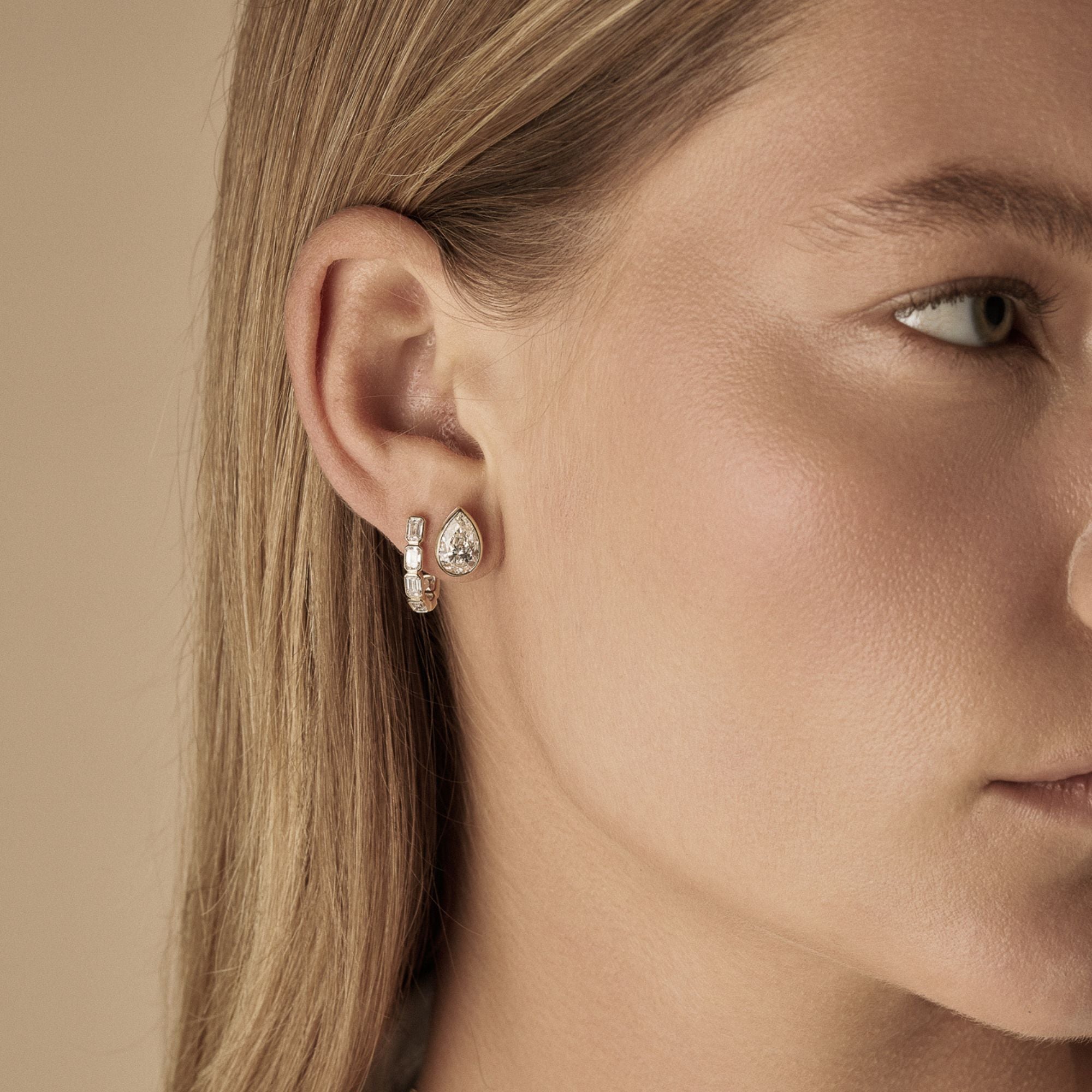 Clara Pear Bezel Stud Earrings