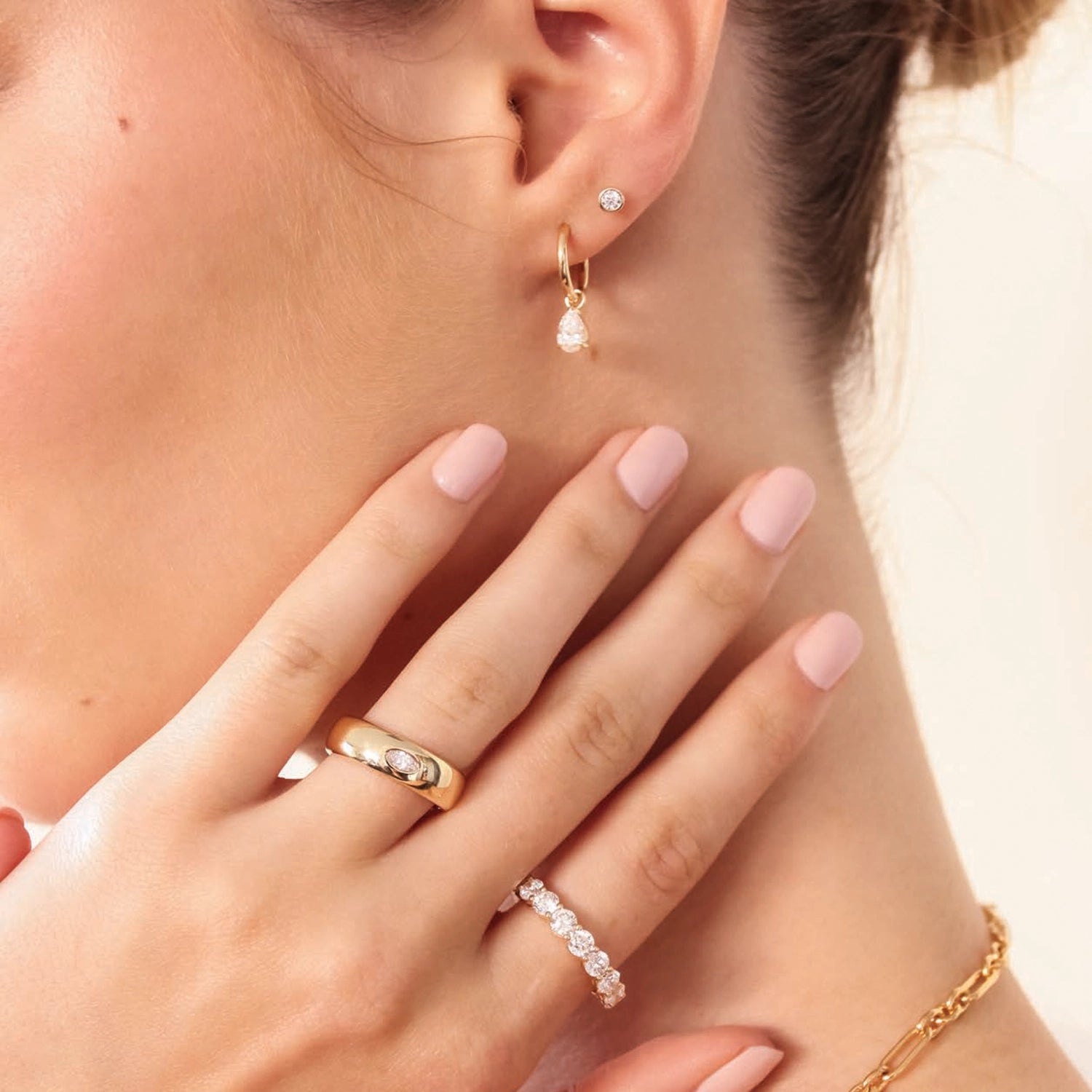 Bella Pear Diamond Claw Huggie Charms