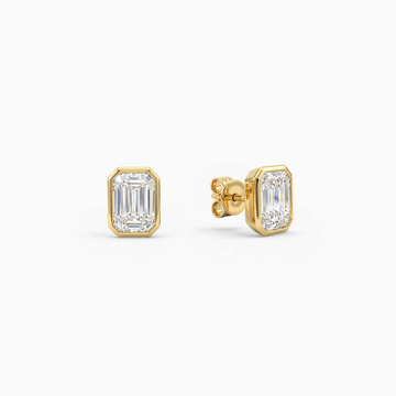 Clara Emerald Bezel Stud Earrings