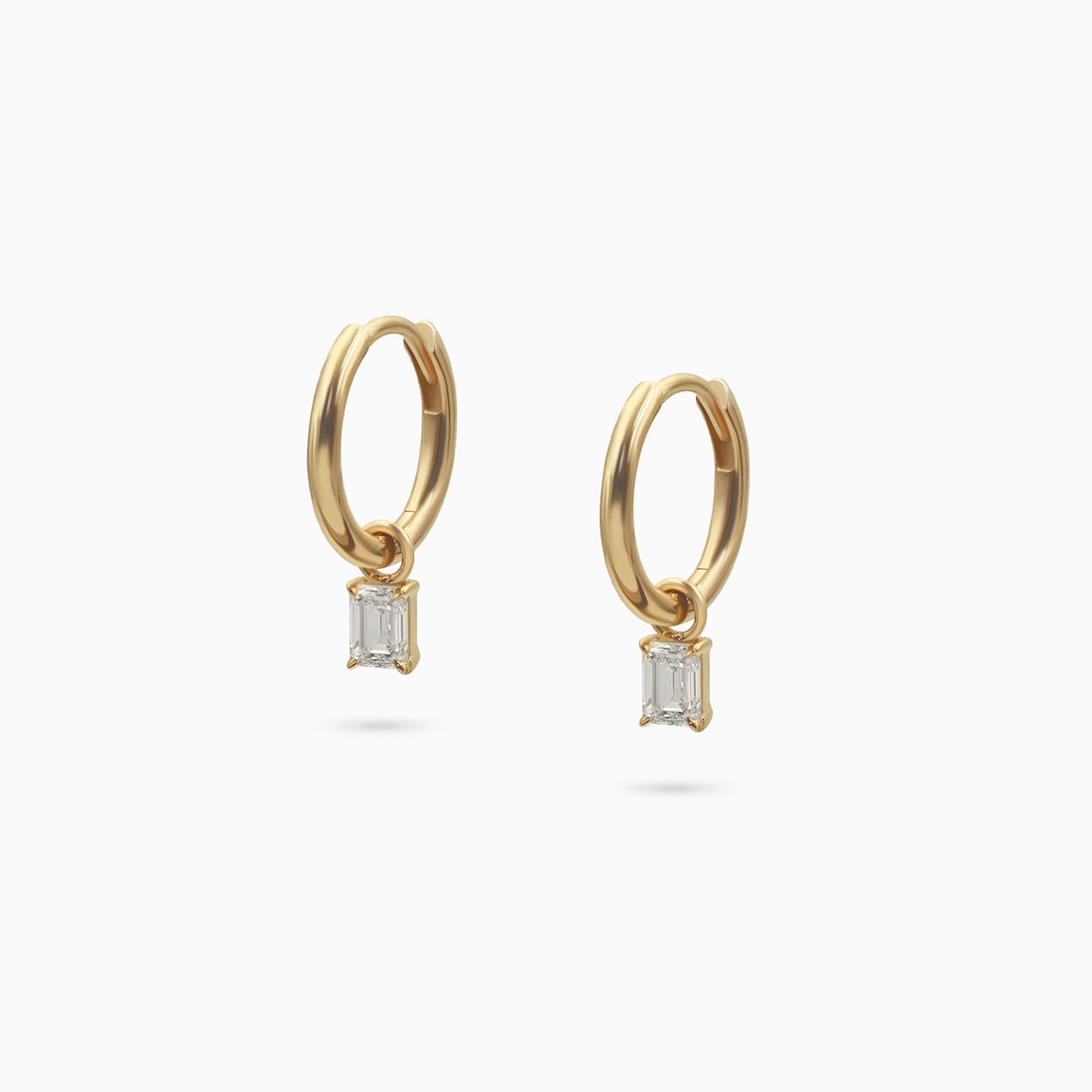 Emerald Diamond Drops Hoop Earrings Earrings Noble Jewellery .5 Carat Cultured