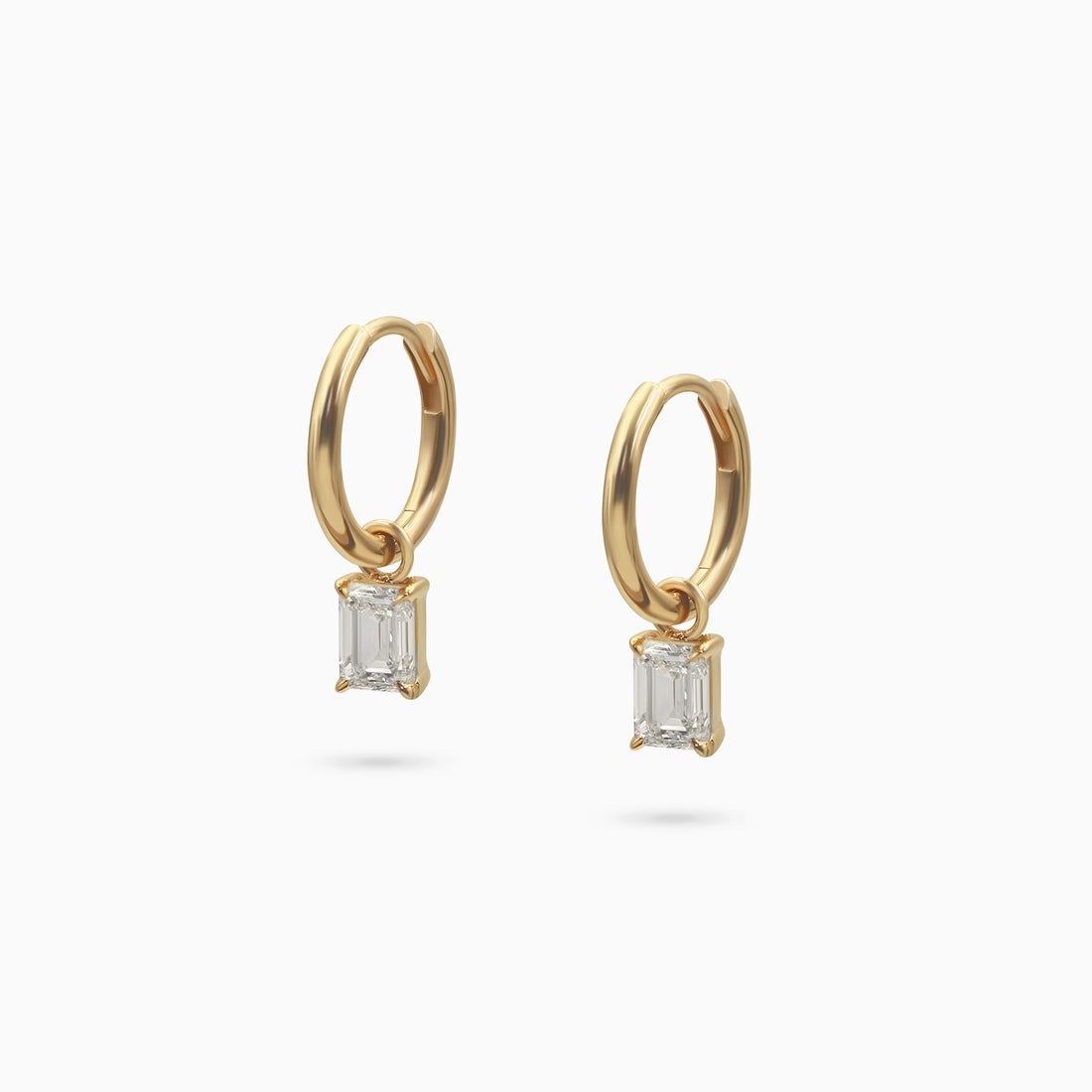 Emerald Diamond Drops Hoop Earrings Earrings Noble Jewellery .5 Carat Cultured