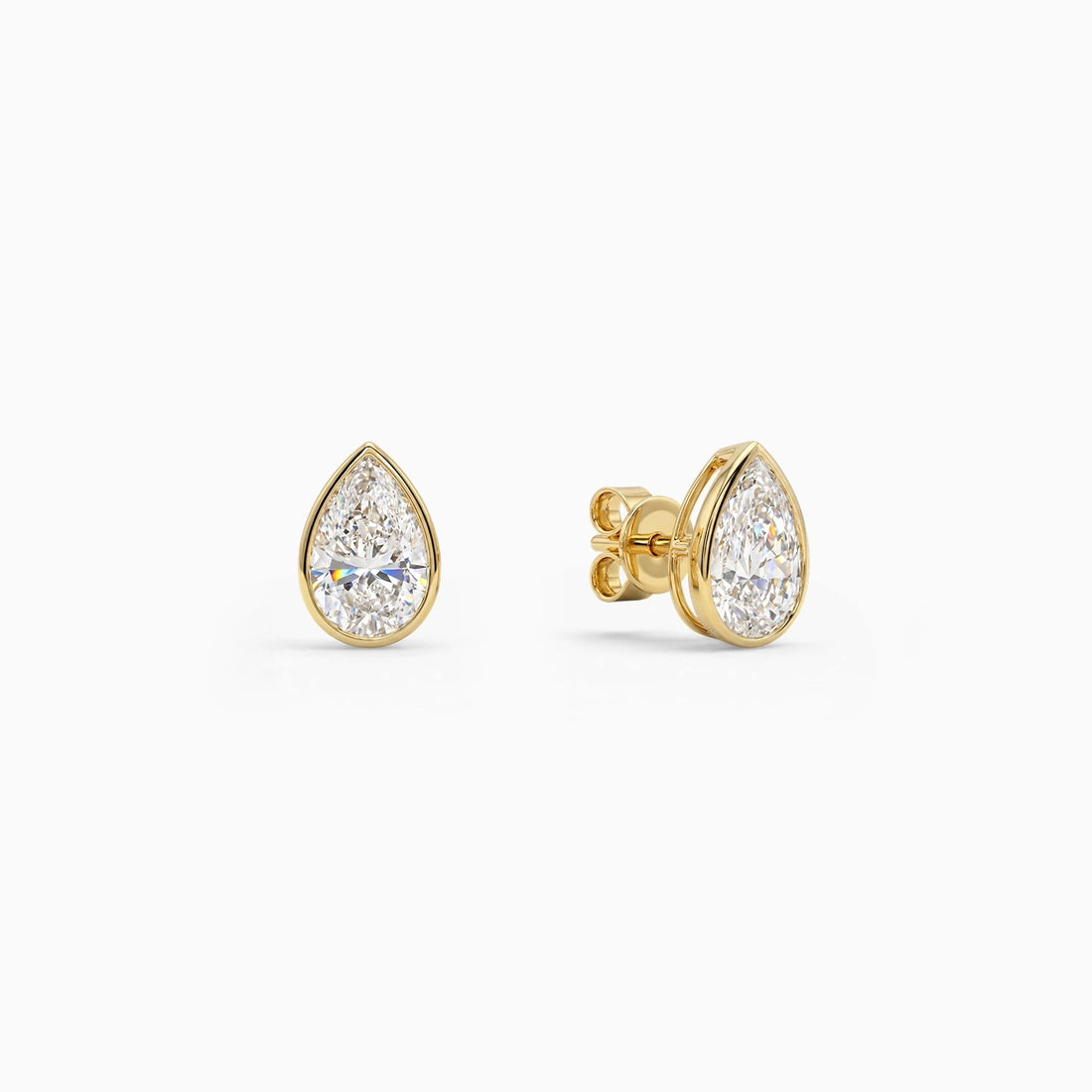 Clara Pear Bezel Stud Earrings