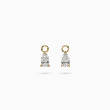 Bella Pear Diamond Claw Huggie Charms