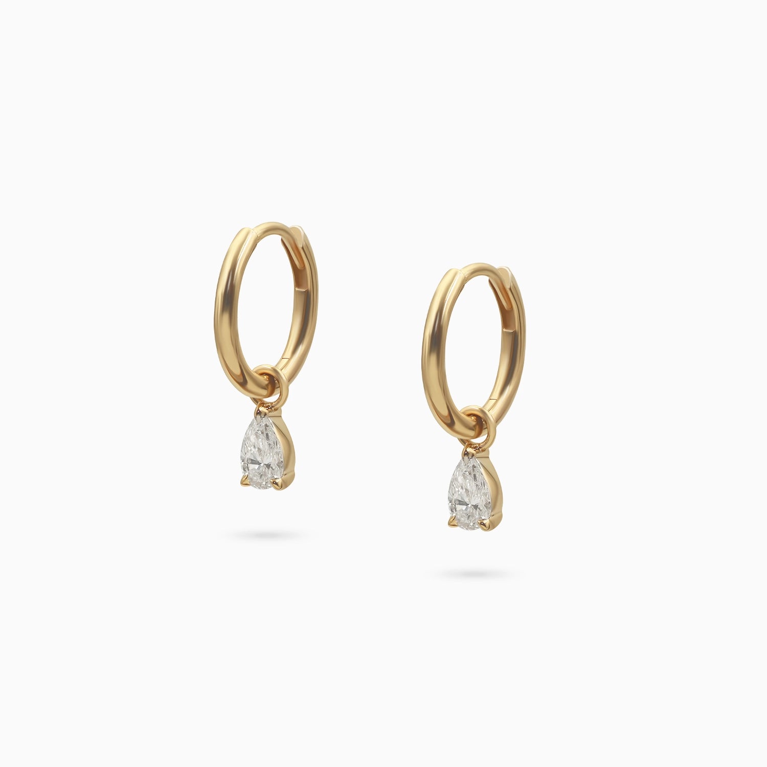 Pear Diamond Drops Hoop Earrings Earrings Noble Jewellery .5 Carat Cultured