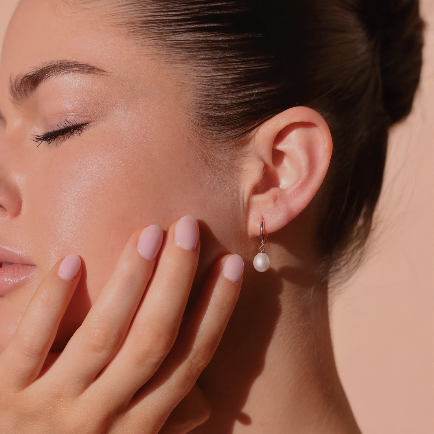 ISLA PEARL DROP HOOPS Earrings Noble Jewellery