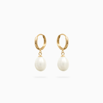 ISLA PEARL DROP HOOPS Earrings Noble Jewellery