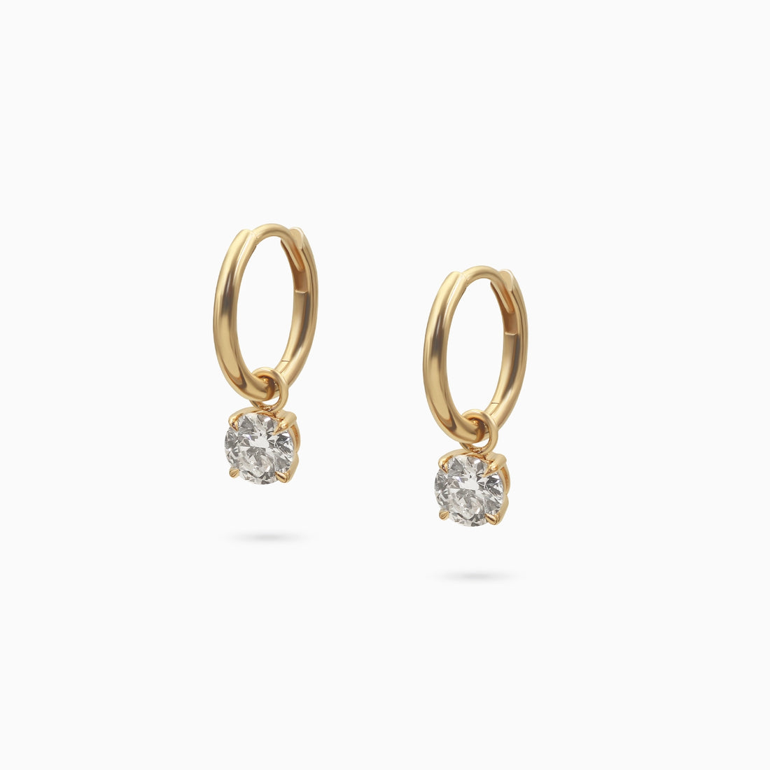 Round Diamond Drops Hoop Earrings Earrings Noble Jewellery