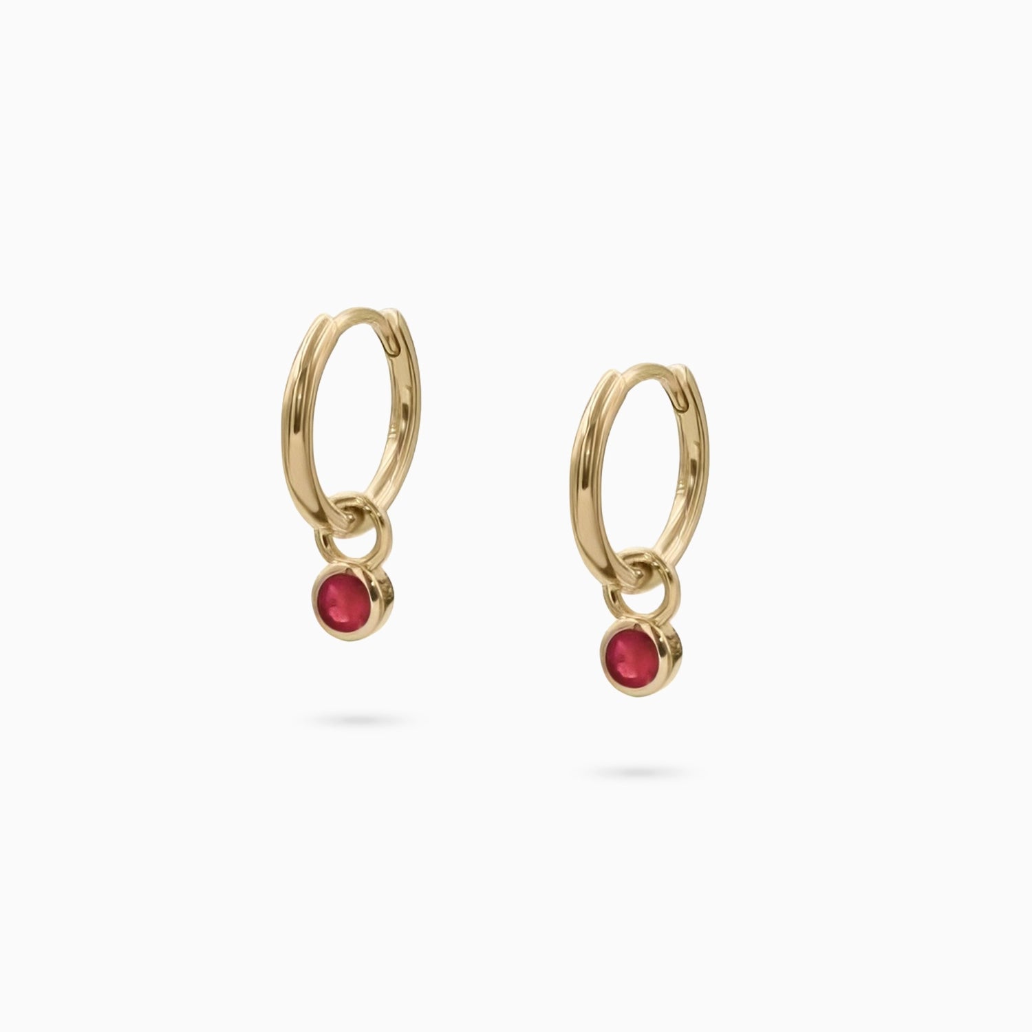 Bella Ruby Bezel Huggie Charms